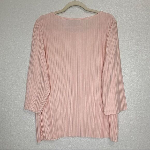 Chico’s Pleated Powder Pink 3/4 Sleeves Pullover Top, Size XL - Picture 5 of 12